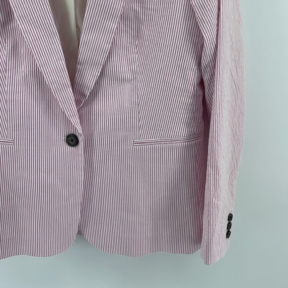 J. Crew 365 Parke pink striped stretch seersucker single button blazer sz 12 - Picture 4 of 6